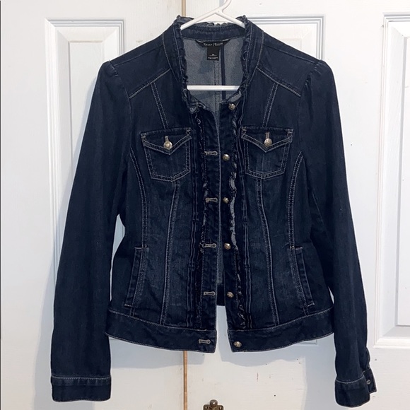 White House Black Market Jackets & Blazers - WHBM Ruffled Denim Jacket